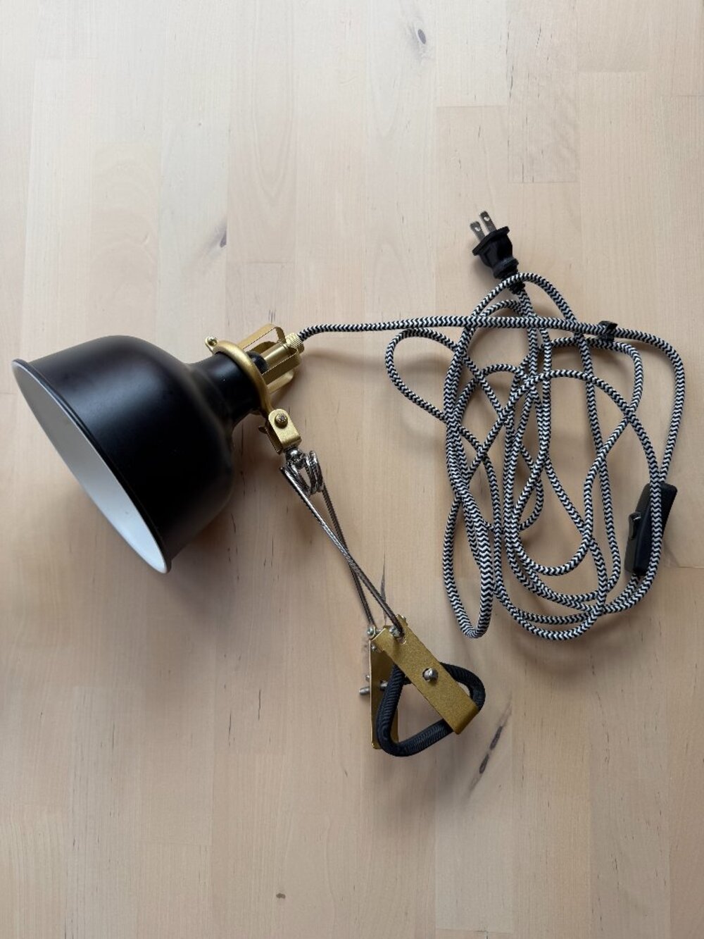 ikea ranarp wall lamp with clamp clip black with rope cord light bulb included